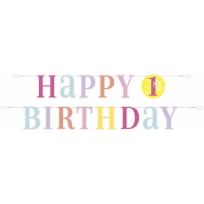 Girlanda 1. narozeniny Happy Birthday růžová 182 cm – Zbozi.Blesk.cz