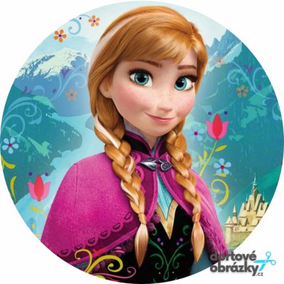 Jedlý tisk FROZEN - ANNA ● materiál: FONDÁNOVÝ DECORLIST ✴️, ● velikost: průměr 16 cm ☝ – Zboží Mobilmania