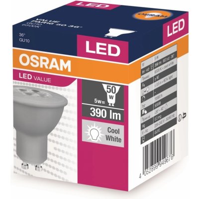 Osram LED žárovka LED GU10 3,6W = 50W 350lm 6500K Studená bílá 36°