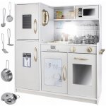 Derrson XL dřevěná kuchyňka s příslušenstvím bílá – Zboží Dáma