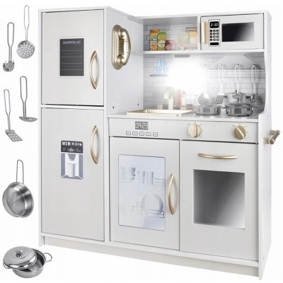 Derrson XL dřevěná kuchyňka s příslušenstvím bílá – Zboží Dáma