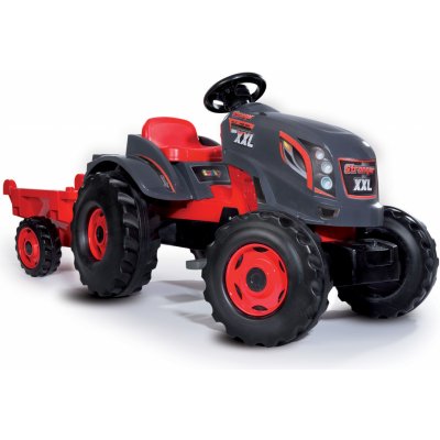 Smoby Traktor pro děti šlapací Stronger XXL s přívěsem šedo-červený – Zbozi.Blesk.cz