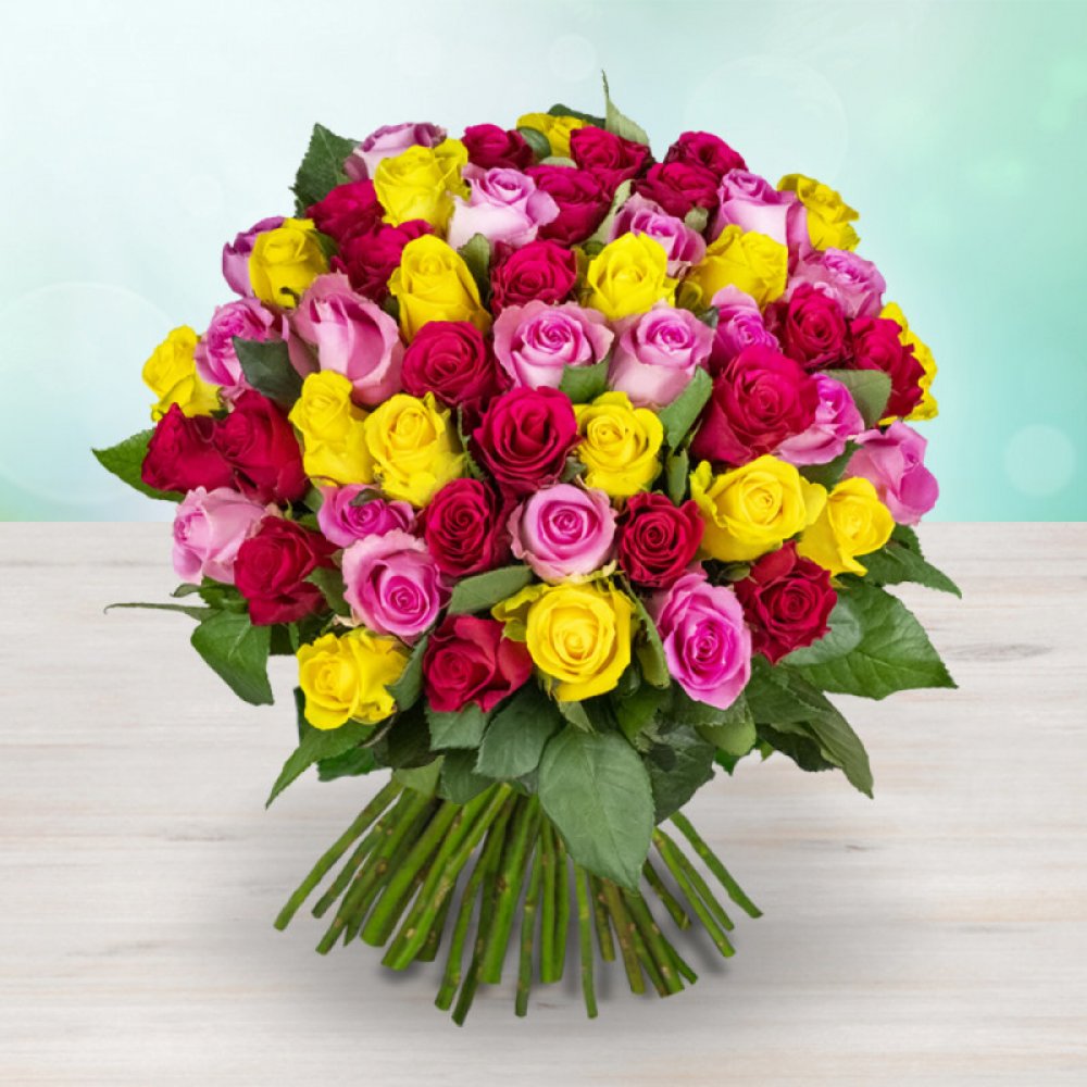 Rozvoz květin: Růže pro dobrou náladu (žluté a růžové) - 50cm (L) - cena za  1ks - Kladno | Srovnanicen.cz