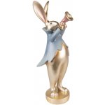 Dekorace králík v modrém kabátku s trumpetou 9*8*26 cm – Hledejceny.cz