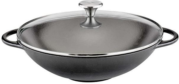 Küchenprofi Litinový wok provence s poklicí černý 30 cm