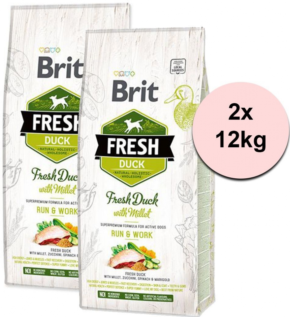 Brit Fresh Duck with Millet Active Run & Work 2 x 12 kg