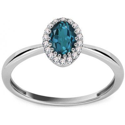 iZlato Forever prsten z bílého zlata s London Blue topasem a diamanty Majella KU882ALBT – Zbozi.Blesk.cz