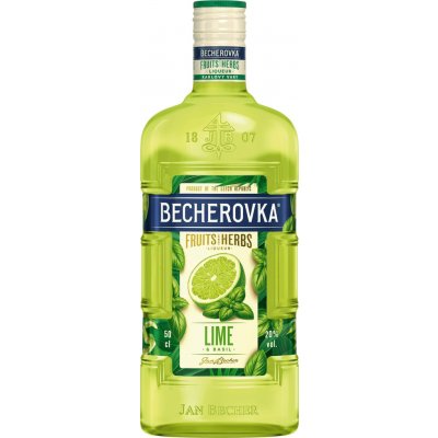 Becherovka Lime & Basil 20% 0,5 l (holá láhev) – Hledejceny.cz