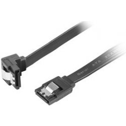 LANBERG SATA III datový kabel (6GB/S) F / F 50cm, úhlový, kovová západka, černý CA-SASA-13CU-0050-BK