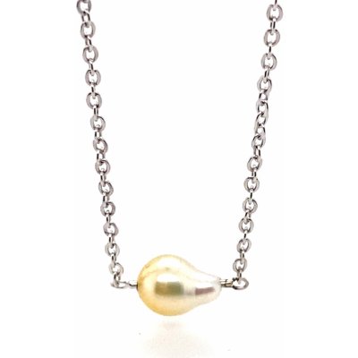Zlatnictvivymolovi.cz Mořská KESHI perla AKOYA bílo-zlaté barvy na řetízku z bílého zlata – Sleviste.cz