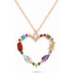 Brilio Silver Překrásný bronzový náhrdelník srdce s barevnými zirkony NCL178R – Hledejceny.cz