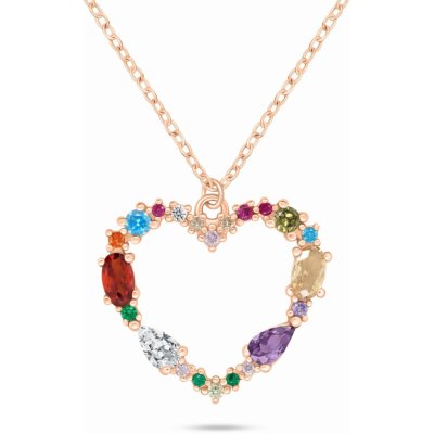 Brilio Silver Překrásný bronzový náhrdelník srdce s barevnými zirkony NCL178R – Hledejceny.cz
