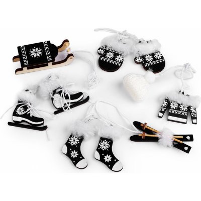 Prima-obchod Vánoční dekorace sáňky lyže brusle čepice bunda rukavice ponožky barva 4 černá – Zboží Mobilmania