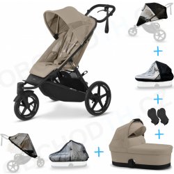 Cybex Set 6v1 Avi Spin Almond Beige 2024 + korba Cot S Almond Beige + adaptéry + pláštěnky Thule + ochranná síť