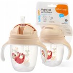 BabyOno nekapající hrneček se zatíženým brčkem 240 ml béžový – Zboží Mobilmania