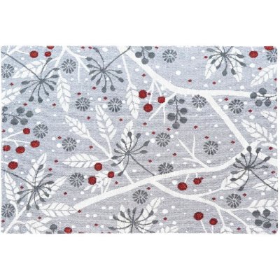 SCANquilt prostírání motiv listy a bobule šedočervená běhoun delší strana 100-170cm – Zboží Mobilmania