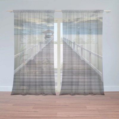 Záclony Dřevěné molo: 2 ks - 150x250 cm - Sablio – Hledejceny.cz