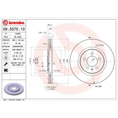 BREMBO Brzdový kotouč 09.5570.10