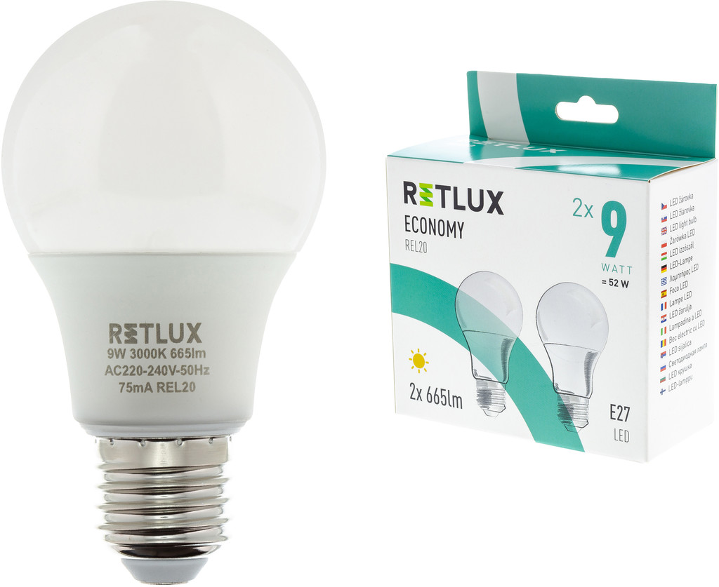 Retlux žárovka LED A60 2x9W E27 bílá teplá REL 20