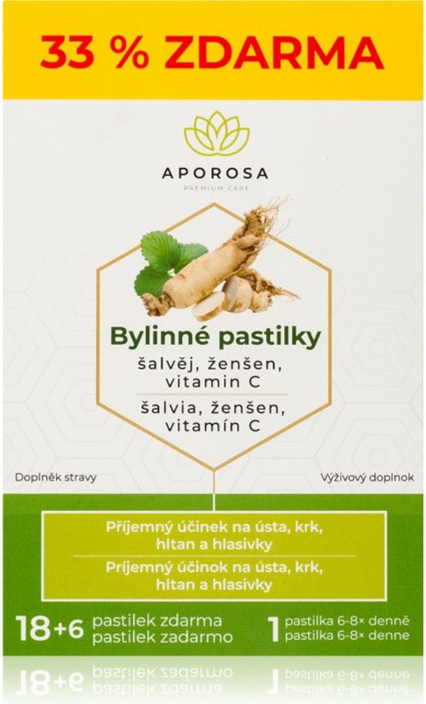 Aporosa Bylinné past. šalvěj + ženšen + vit.C 18 + 6 kapslí