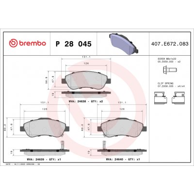 Sada brzdových destiček, vždy 4 kusy v sadě BREMBO P 28 045 (P28045) – Hledejceny.cz