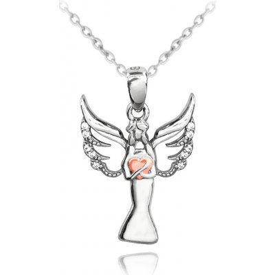 Minet Stříbrný anděl s rosegold srdíčkem JMAN0258PN45