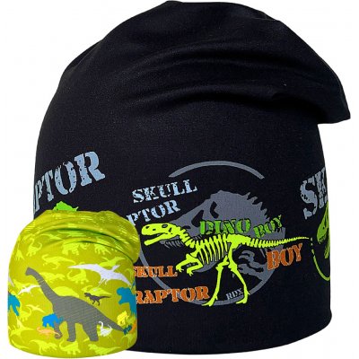 RDX Funkční oboustranná čepice Dinosauři Černá zelená – Sleviste.cz