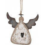 Závěsná dřevěná figurka anděl se srdíčkem Angel Rustic 10*2*10 cm Clayre & Eef – Hledejceny.cz