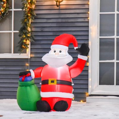 HOMCOM Nafukovací vánoční Santa Claus s dárkem a LED osvětlením |70x45x120 cm – Hledejceny.cz