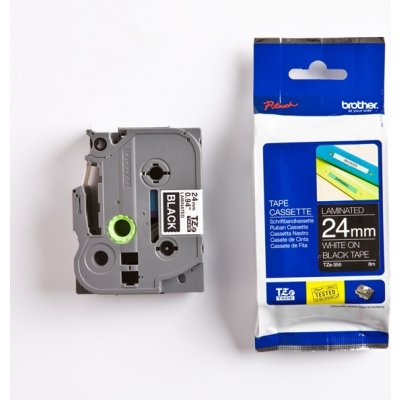 Páska Brother TZE-355, 24mm, černá/bílá, laminovaná, délka 8m – Zboží Živě