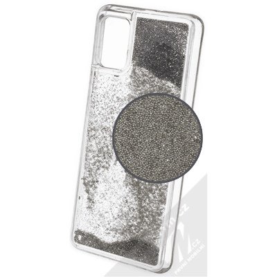 Pouzdro 1Mcz Liquid Pearl ochranné s přesýpacím efektem třpytek Samsung Galaxy A51 stříbrné – Zboží Mobilmania