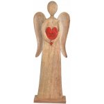 Orion Dřevěný anděl s červeným srdcem MANGO 62 cm – Zbozi.Blesk.cz