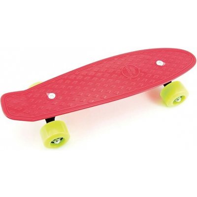 Teddies Skateboard - pennyboard 43cm, nosnost 60kg plastové osy, červený, zelená kola