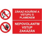 Zákaz kouření a vstupu s plamenem / Nepovolaným vstup zakázán plast 0,5mm 300x200 mm – Zboží Dáma