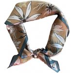 hedvábný šátek Zlatý s béžovými květy v dárkovém balení – Zboží Mobilmania