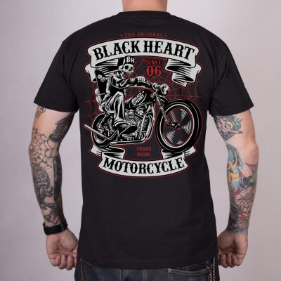 Motorkářské Black Heart tričko SKELETON CHOPPER černá – Zboží Mobilmania