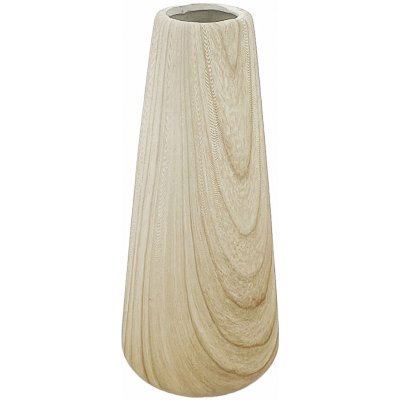 by inspire Keramická váza Cora, 9,5 × 9,5 × 21 cm, vzhled dřeva – Zboží Dáma