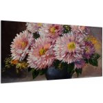 Skleněný obraz - Olejomalba, Květiny ve váze, jednodílný 100x50 cm na skle