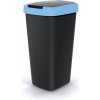 Koš Prosperplast Odpadkový koš COMPACTA Q FLAP černý se světle modrým víkem objem 25l