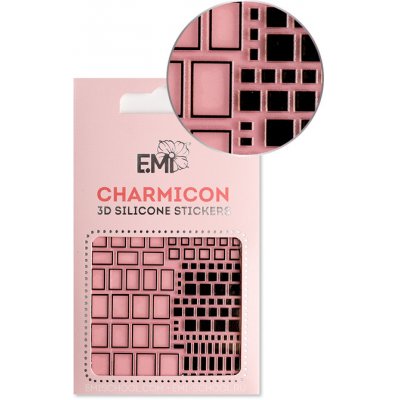 E.Mi Charmicon 3D Silicone Stickers 160 Squares Black samolepka – Zboží Mobilmania