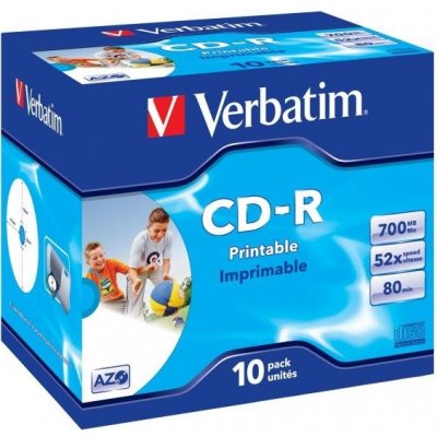 Verbatim CD-R 700MB 52x, Super AZO, jewel, 10ks (43325) – Sleviste.cz