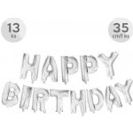 JUNIOR Balón narozeninový Happy Birthday 35 cm stříbrný – Zboží Dáma