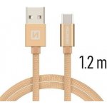 Swissten 71521204 USB 2.0 typ A na C, USB 2.0, zástrčka A - zástrčka C, opletený, 1,2m, zlatý – Hledejceny.cz