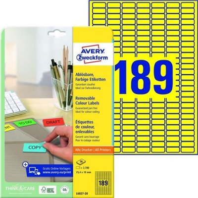Avery Zweckform L6037-20 etikety 25.4mmx10mm 20 ks žluté – Sleviste.cz