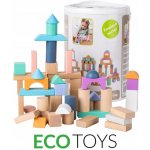 Eco Toys dřevěné kostky v kyblíku 50 ks pastelové barvy – Sleviste.cz
