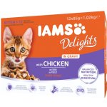 Iams Delights Adult v omáčce Land Mix 12 x 85 g – Zboží Mobilmania