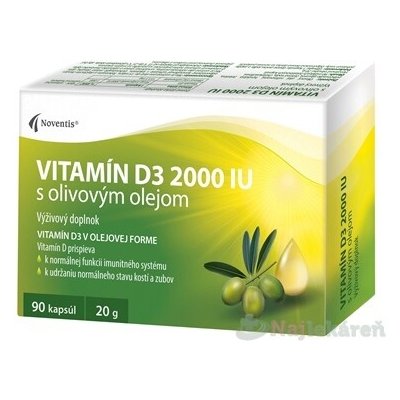 Noventis Vitamin D3 2000 IU s olivovým olejem 90 kapslí – Hledejceny.cz