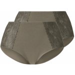 esmara Dámské kalhotky s vysokým pasem 2 kusy khaki – Zboží Dáma
