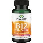 Swanson Vitamin B12 with Folate, 1000 µg, 250 pastilek s jahodovou příchutí – Hledejceny.cz