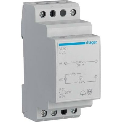Hager ST301 zvonkový transformátor 8 V, 12 V 0.5 A – Hledejceny.cz
